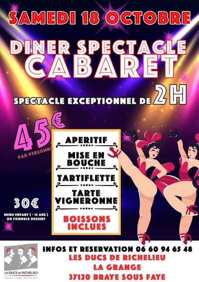 Dîner spectacle cabaret Les Ducs de Richelieu Braye-sous-Faye 18 octobre 2025